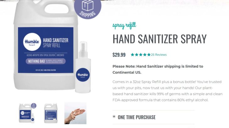 Humble Hand Sanitizer review (Humbleの手指消毒液のレビュー)